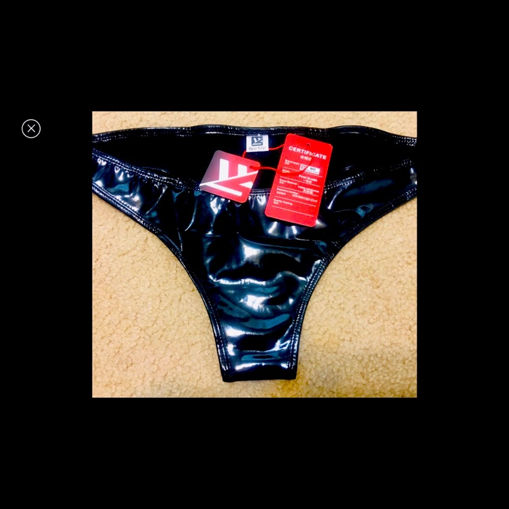 BLACK PATENT UNISEX THONG (but NO front pocket guys)